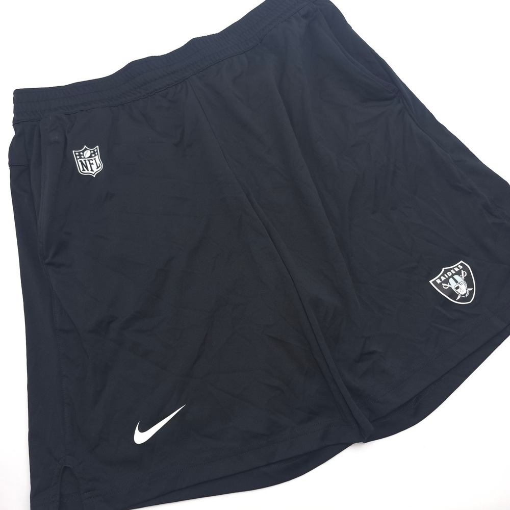 Nike NFL Las Vegas Raiders Men Large Tall Black Athletic Training Shorts Pockets